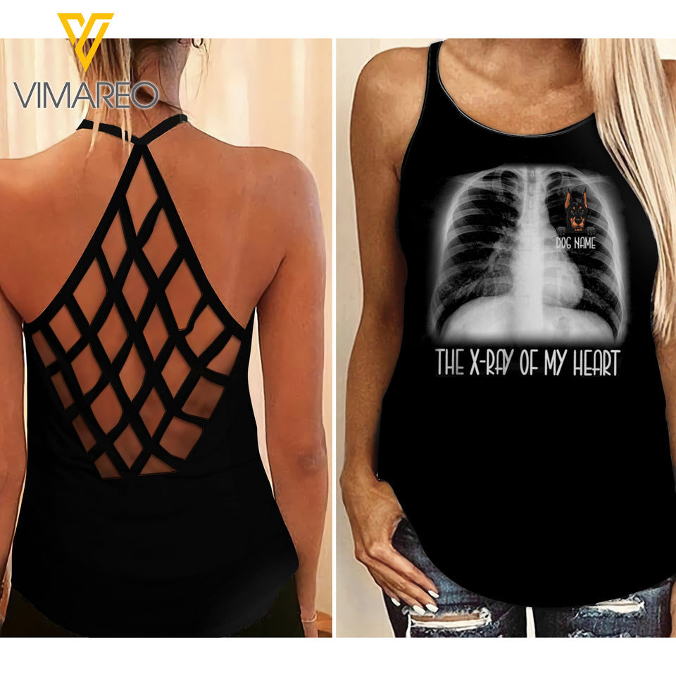 PERSONALIZED DOBERMAN DOG CRISS-CROSS OPEN BACK CAMISOLE TANK TOP
