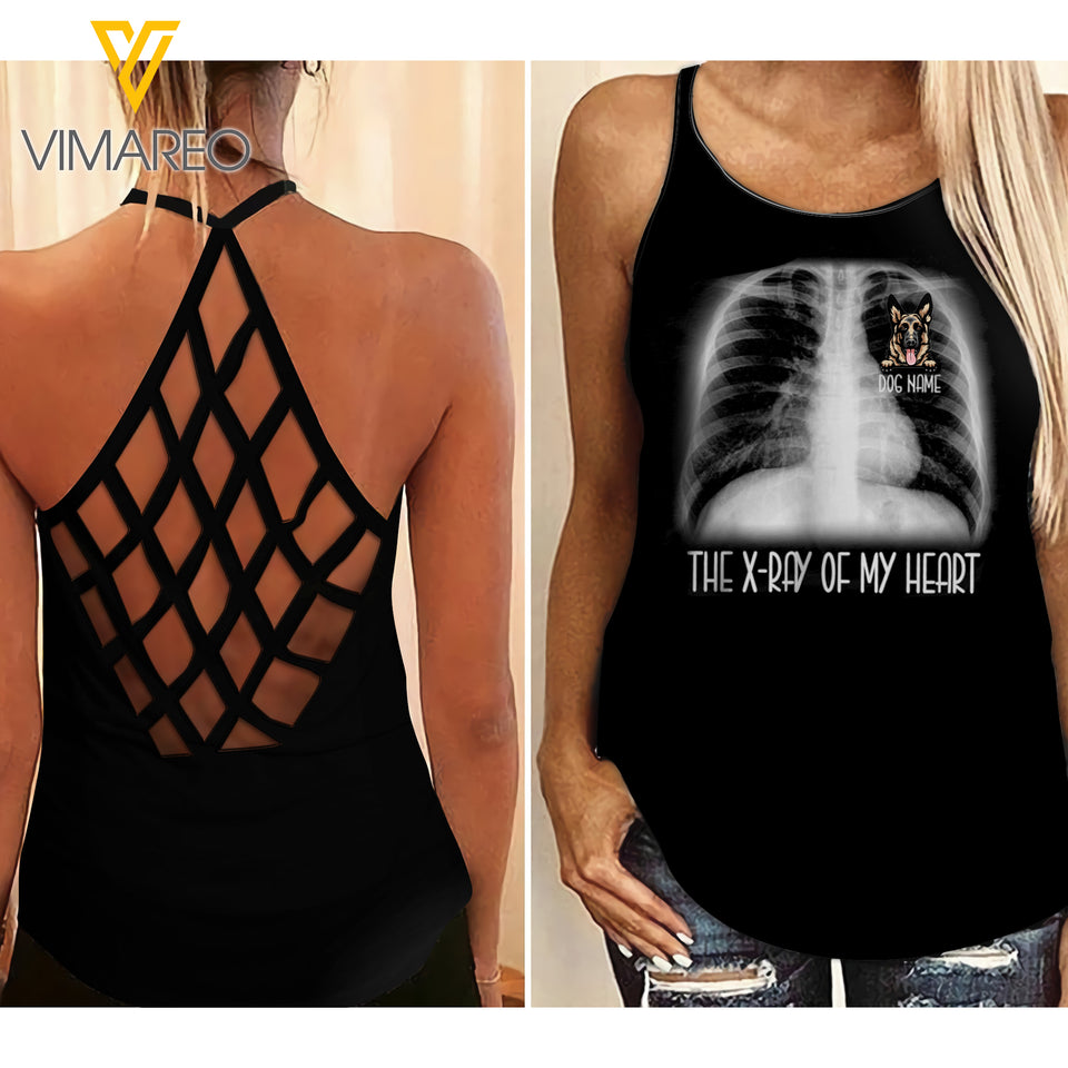 PERSONALIZED GERMAN SHEPHERD DOG CRISS-CROSS OPEN BACK CAMISOLE TANK TOP