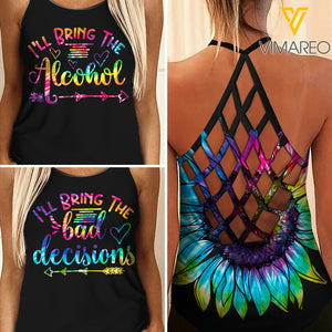 I'LL BRING THE ALCOHO CRISS-CROSS OPEN BACK CAMISOLE TANK TOP