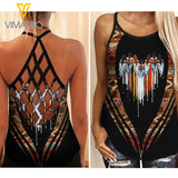 NATIVE CRISS-CROSS OPEN BACK CAMISOLE TANK TOP/LEGGING