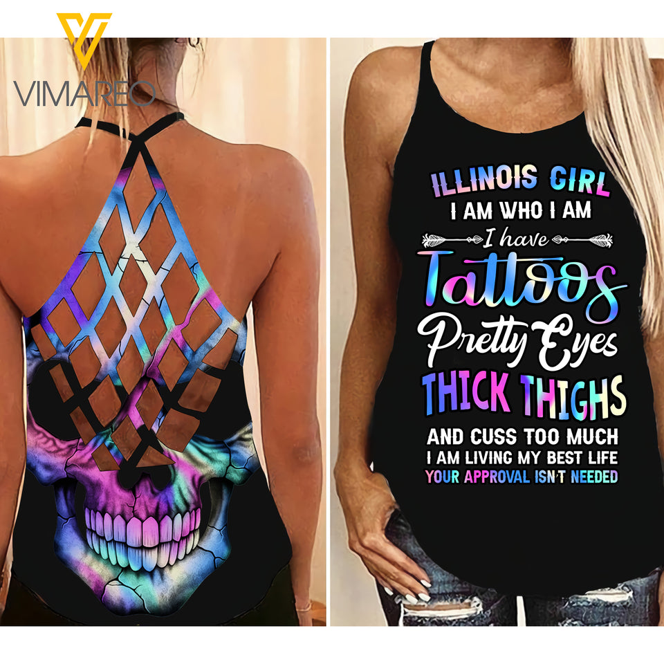 ILLINOIS GIRL CRISS-CROSS OPEN BACK CAMISOLE TANK TOP
