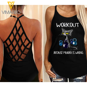 WORKOUT CAT CRISS-CROSS TANK TOP