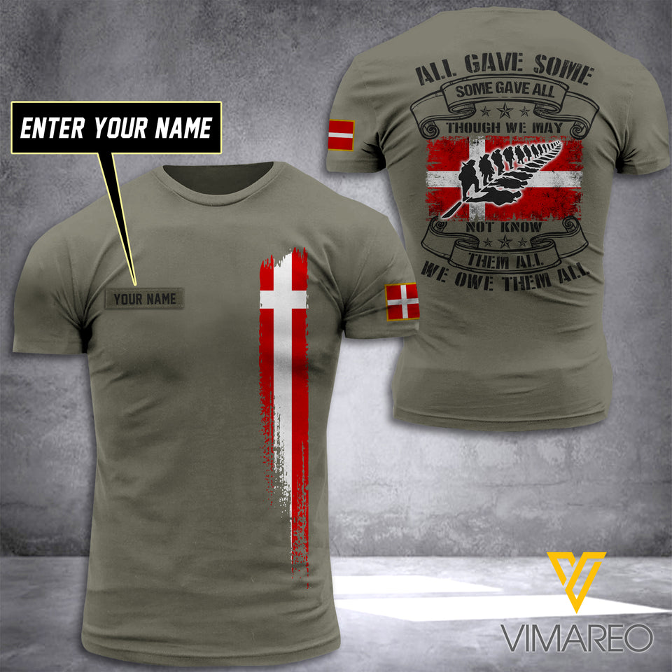 CUSTOMIZED DENMARK ARMY 3D PRINTED TSHIRT YYTT