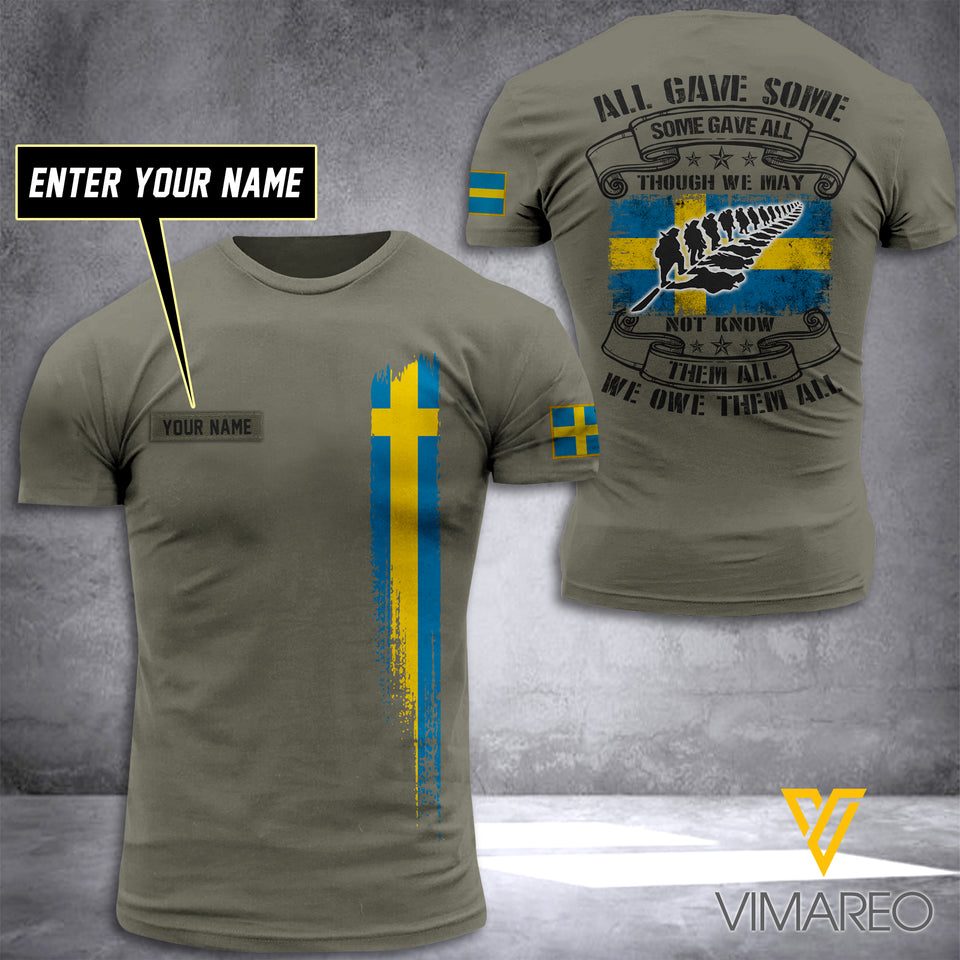 CUSTOMIZED SWEDEN ARMY 3D PRINTED TSHIRT YYTT