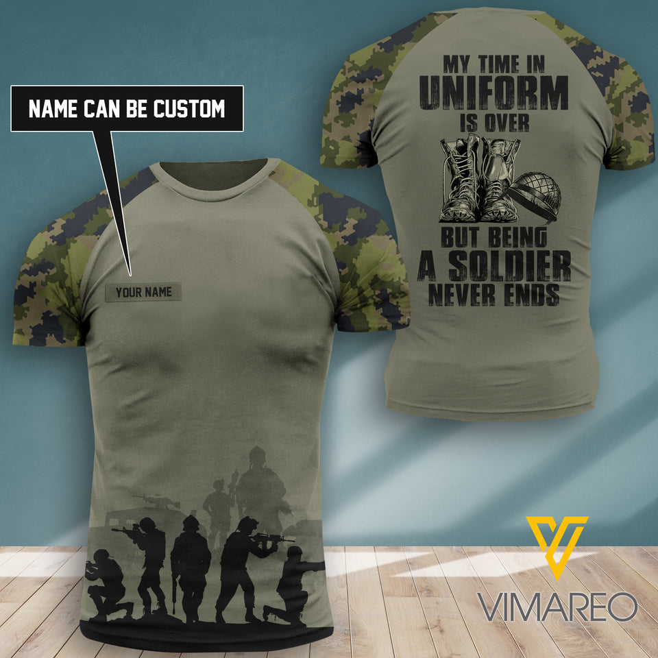 PERSONALIZED FINNISH SOLDIER/ VETERAN CAMO TSHIRT 3D PRINTED NEYT20