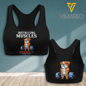 BULLDOG INSTALLING MUSCLES 3D PRINTED SPORT BRA NEYT23