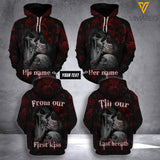 PERSONALIZED ROMANTIC SKULL WITH ROSES Couple Matching Hoodie 3D Printed