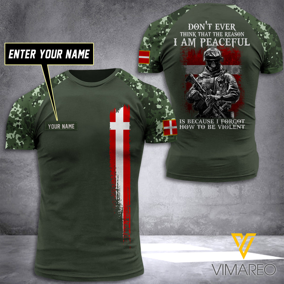 PERSONALIZED  DENMARK  WARRIOR / ARMY 3D PRINTED SHIRT YYTT