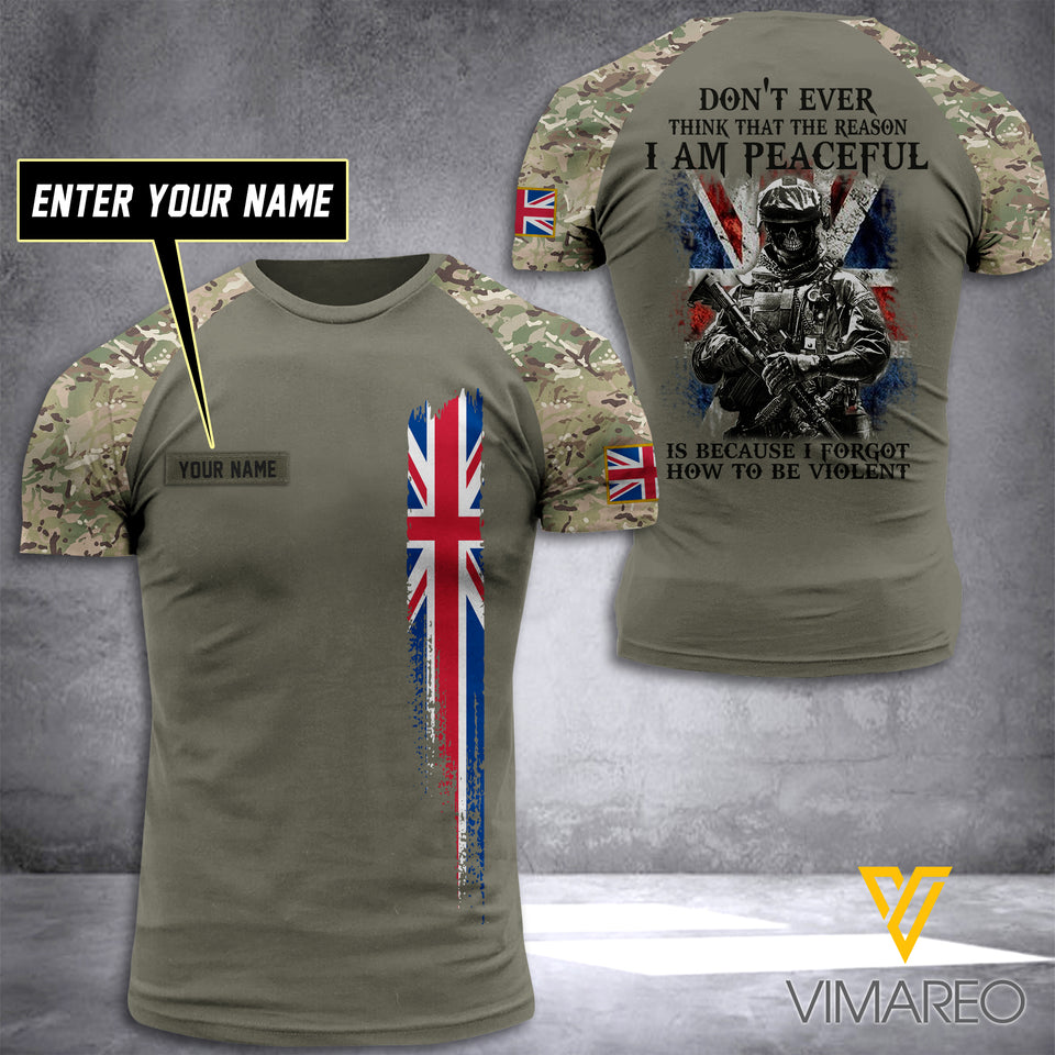 PERSONALIZED WARRIOR UK - UNITED KINGDOM ARMY 3D PRINTED SHIRT YYTT