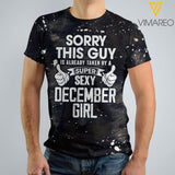 This Guy Is Taken By A Sexy December Girl Bleached TShirt
