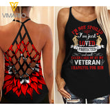 Switzerland Veteran's Wife I'm not spoiled Criss-Cross Open Back Camisole Tank Top YYTT