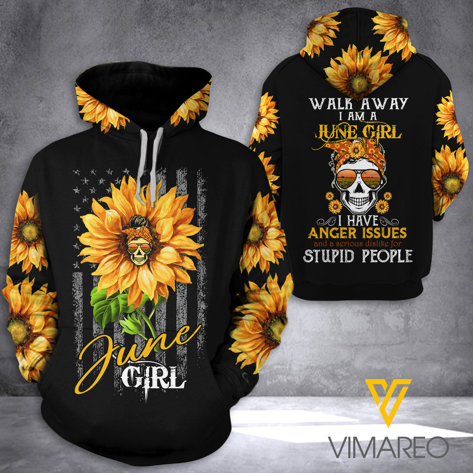 JUNE GIRL LOVE TATTOOS AND SUNFLOWER HOODIE 3D PRINTED YYTT