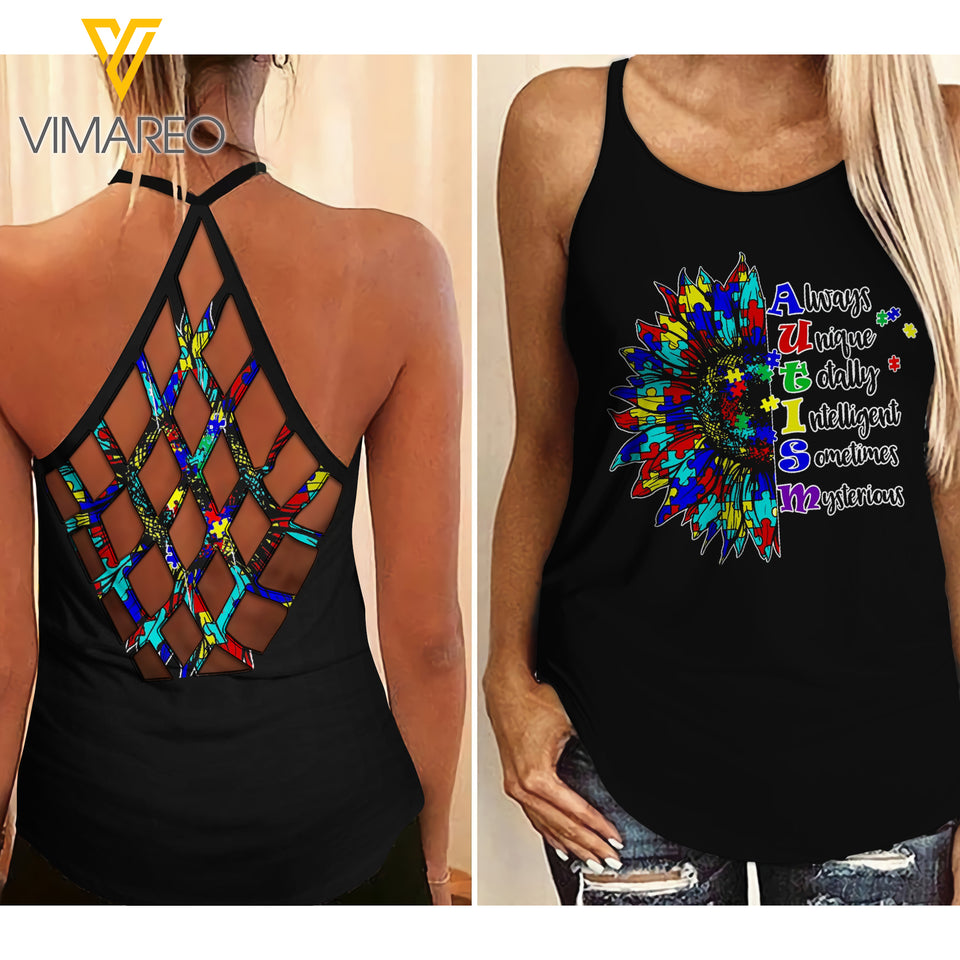 Autism Criss-Cross Open Back Camisole Tank Top YYTT