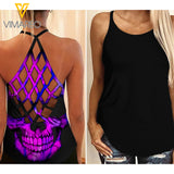ORIGINAL SKULL CRISS-CROSS OPEN BACK CAMISOLE TANK TOP