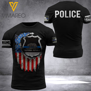 CUSTOMIZED CALIFORNIA POLICE 3D PRINTED TSHIRT YYTT