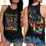 November Girl Skull Butterflies Tie-Breaker Sleeveless Top, Summer Tank Top