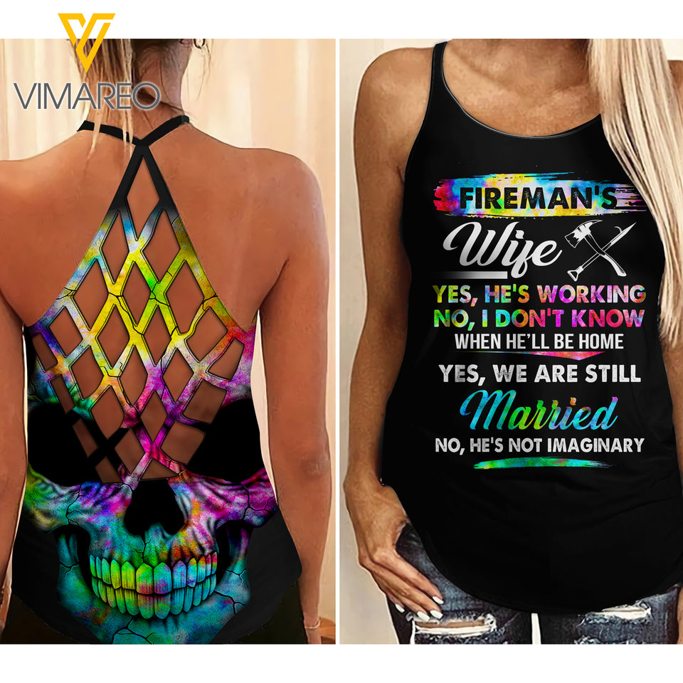 FIREMAN'S WIFE Criss-Cross Open Back Camisole Tank Top YYTT
