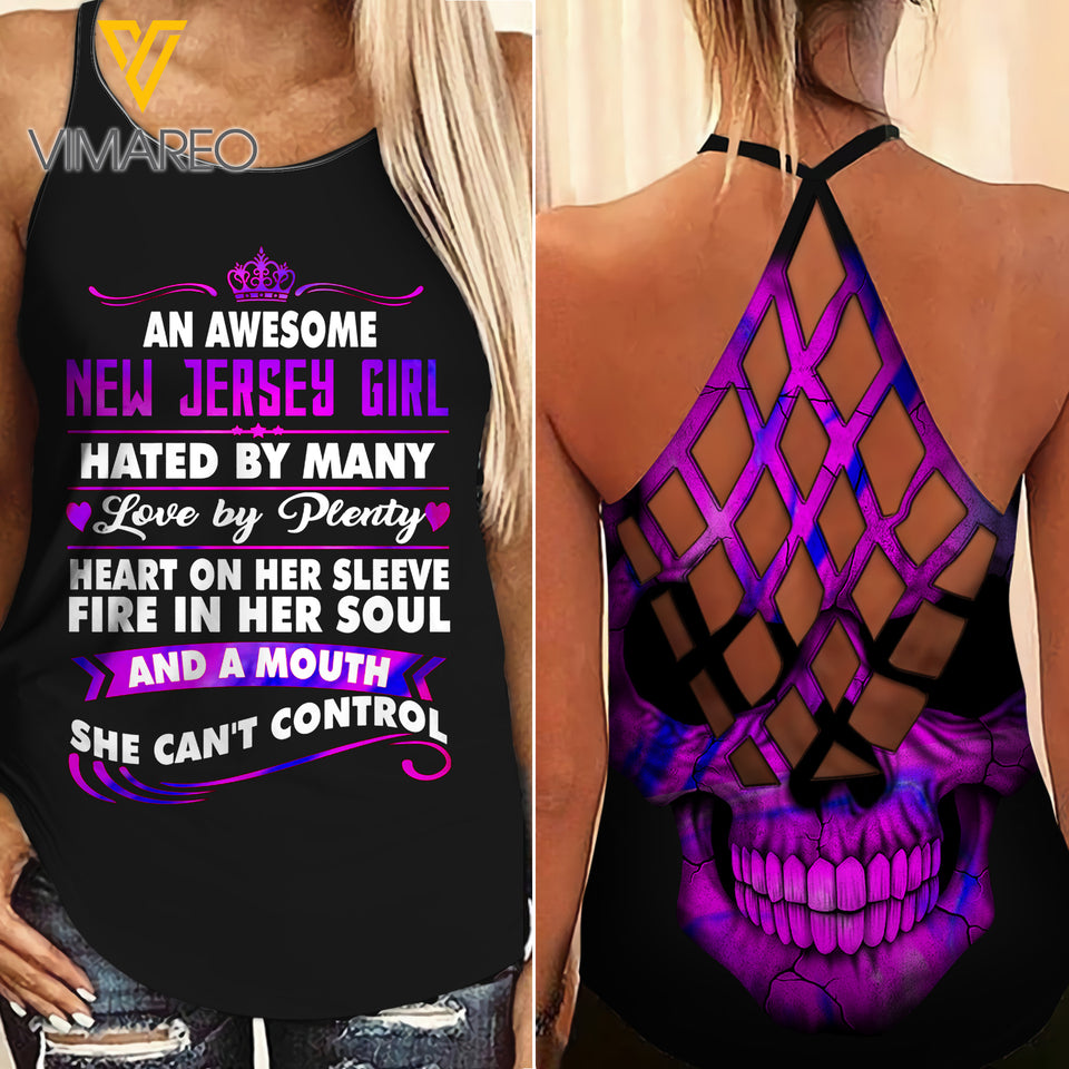 An Awesome New Jersey Girl  Criss-Cross Open Back Camisole Tank Top