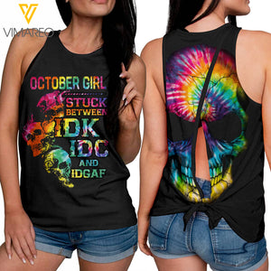 October Girl With Skull Tie-Breaker Sleeveless Top, Summer Tank Top NEY23Q