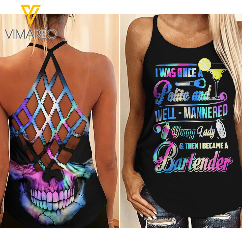 I AM A BARTENDER Criss-Cross Open Back Camisole Tank Top QQYY