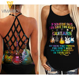 GIRLS LOVE GUITAR Criss-Cross Open Back Camisole Tank Top