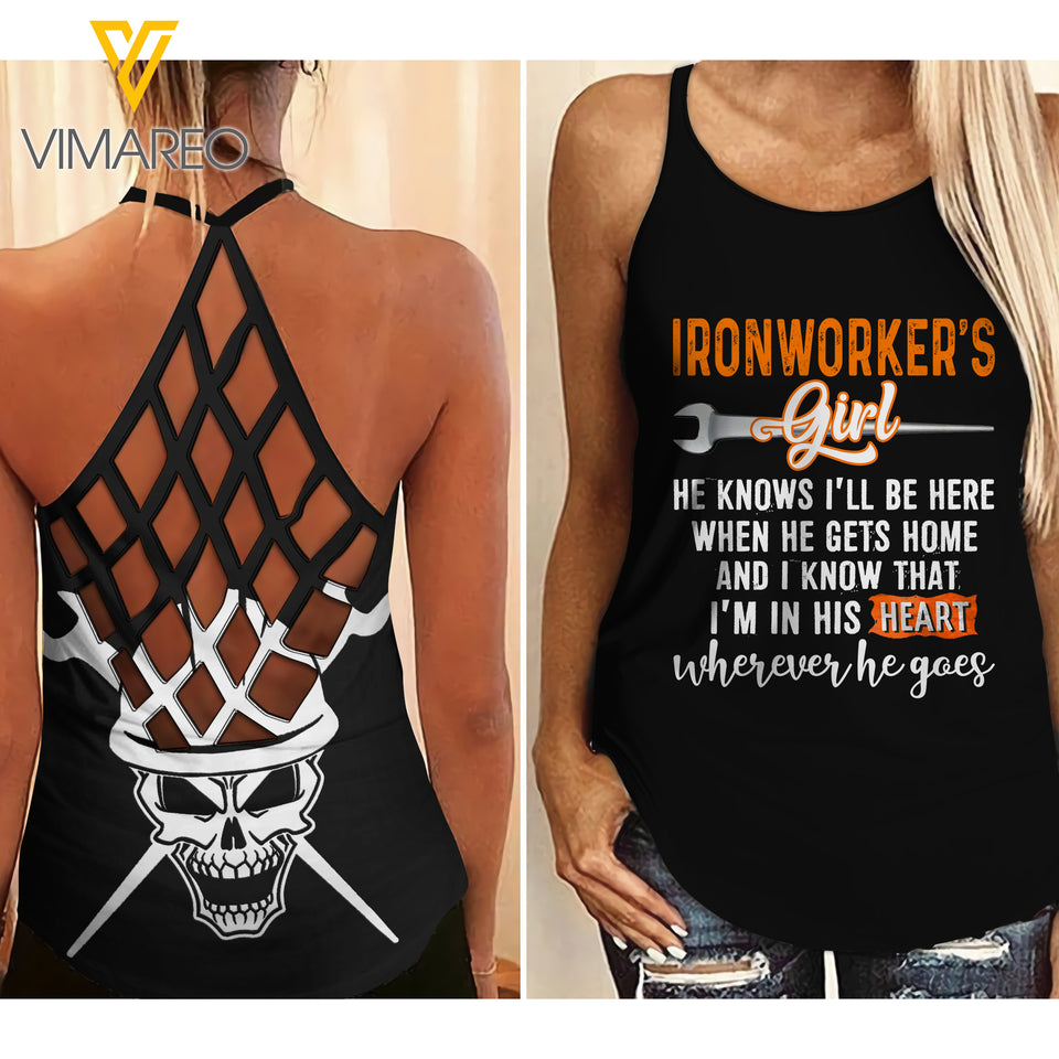 IRONWORKER'S GIRL Criss-Cross Open Back Camisole Tank Top