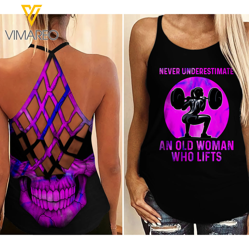 I LOVE TO LIFT Criss-Cross Open Back Camisole Tank Top/ Legging
