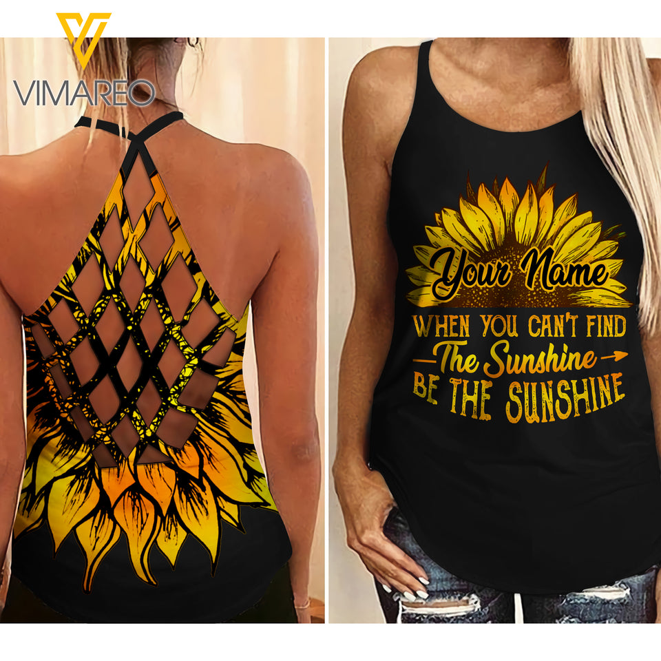 PERSONALIZED SUNSHINE GIRL Criss-Cross Open Back Camisole Tank Top  VMYY