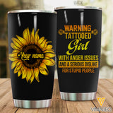 CUSTOMIZED TATTOOED GIRL WITH SUNFLOWER TUMBLER