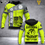 PERSONNALISEZ VOTRE NOM ÉLECTRICIEN HOODIE 3D PRINTED NEY168T
