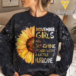 November Girls Are Sunshine Mixed With A Little Hurricane Sweatshirt 3D Printed