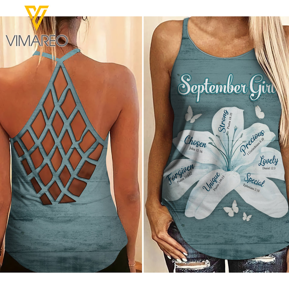 September Girl Criss-Cross Open Back Camisole Tank Top NEYQQ14