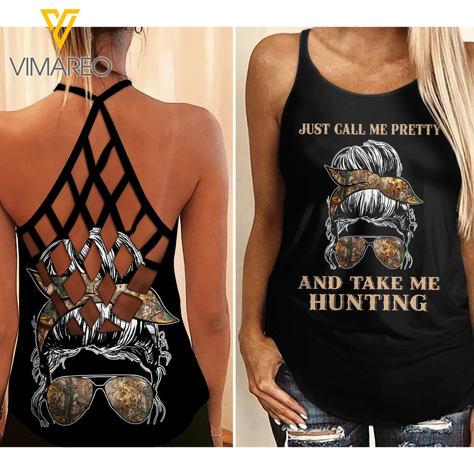 Hunting girl Criss-Cross Open Back Camisole Tank Top 1304NGBVQ