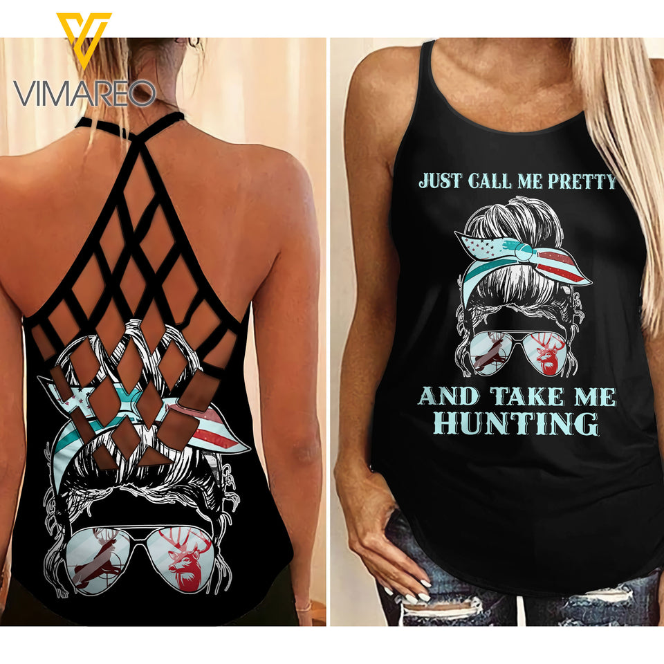 Hunting girl Criss-Cross Open Back Camisole Tank Top 1304NGBVQ