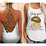 July Girl Tattoos Criss-Cross Open Back Camisole Tank Top 1503NGBQ