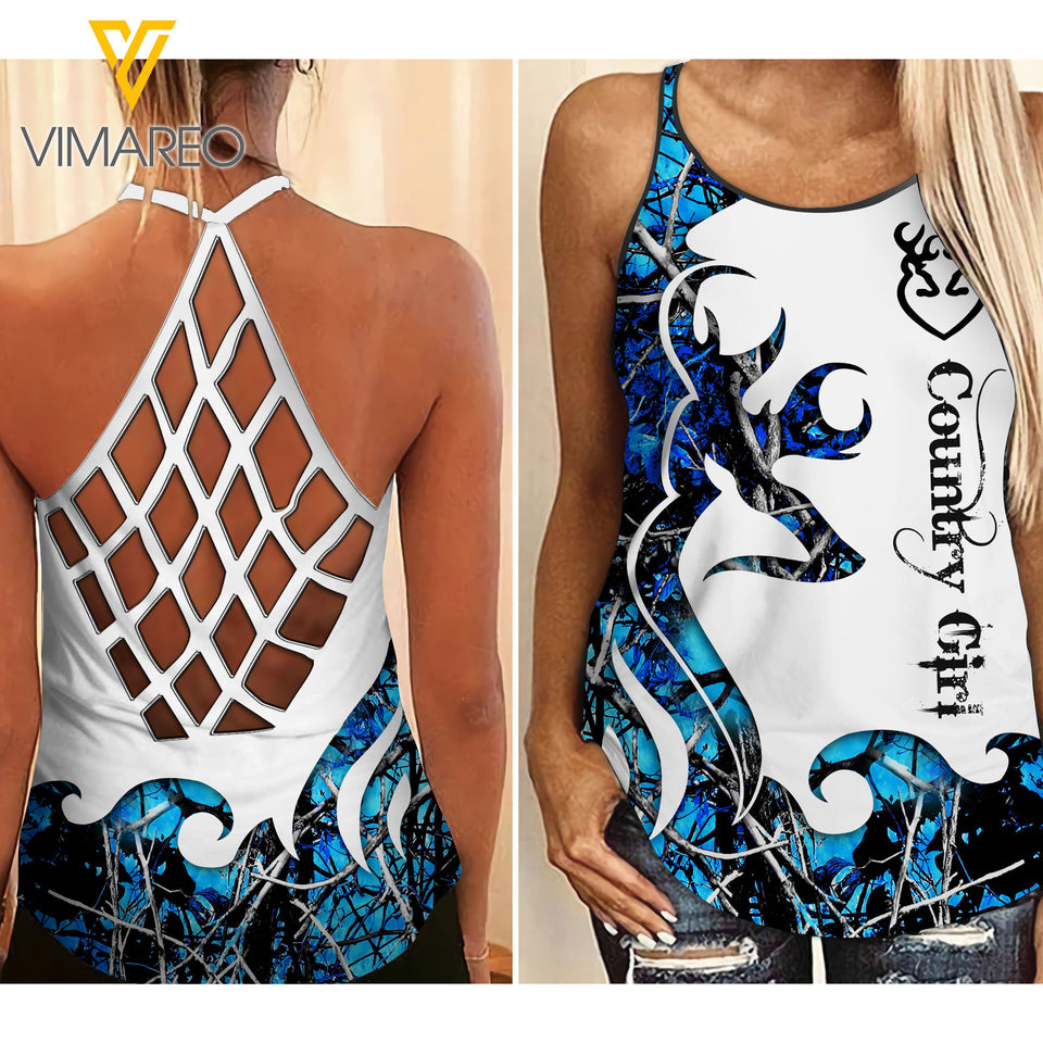 Country Girl Criss-Cross Open Back Camisole Tank Top 0104NGBVQ