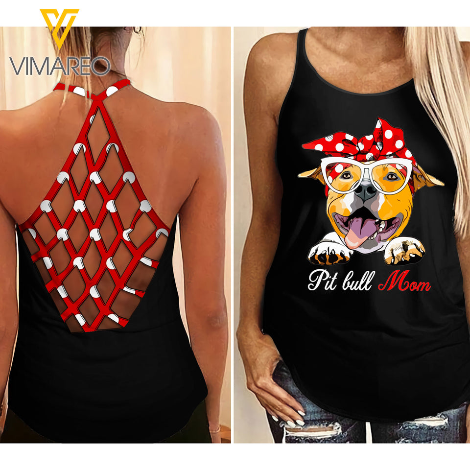 Pitbull Girl Criss-Cross Open Back Camisole Tank Top 2403NGBQ