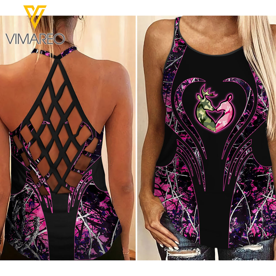 Hunting girl Criss-Cross Open Back Camisole Tank Top 0704NGBVQ