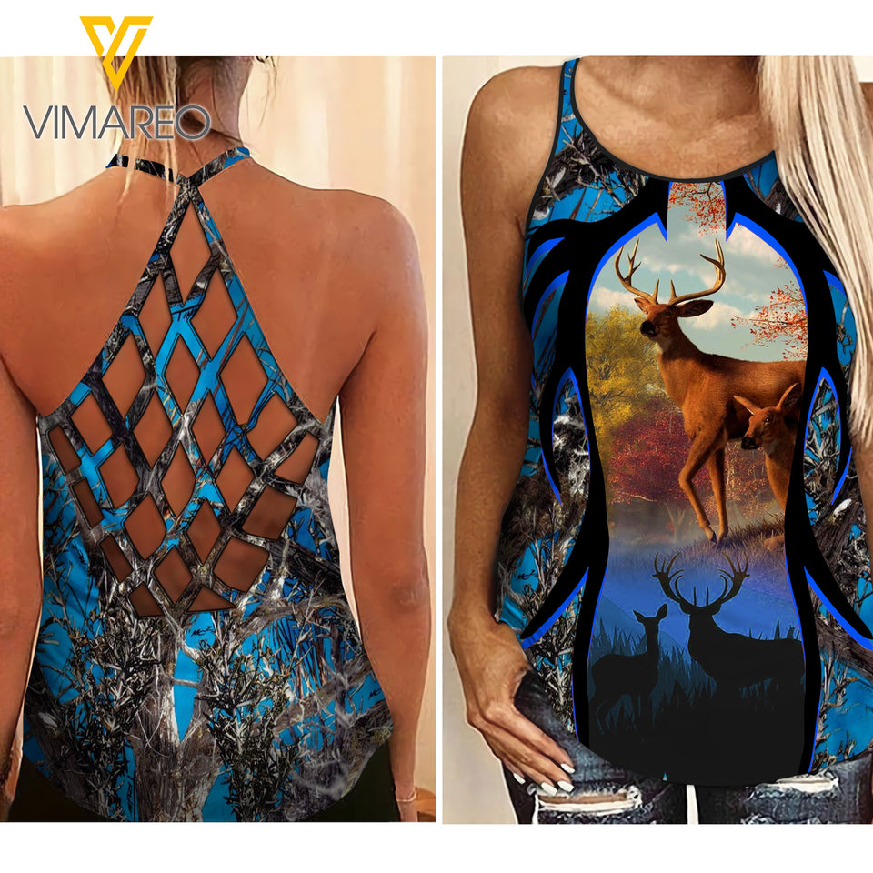 Hunting Girl Criss-Cross Open Back Camisole Tank Top 2503NGBVQ