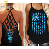 Deer Hunting Country Girl Criss-Cross Open Back Camisole Tank Top 0804NGBVQ