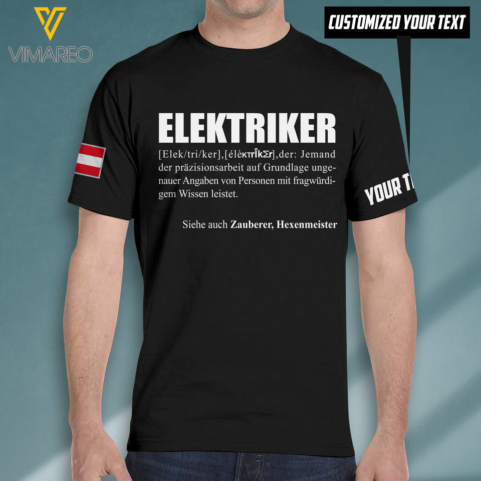 ELEKTRICKER Austria Customized 3D PRINTED TSHIRT 3008T