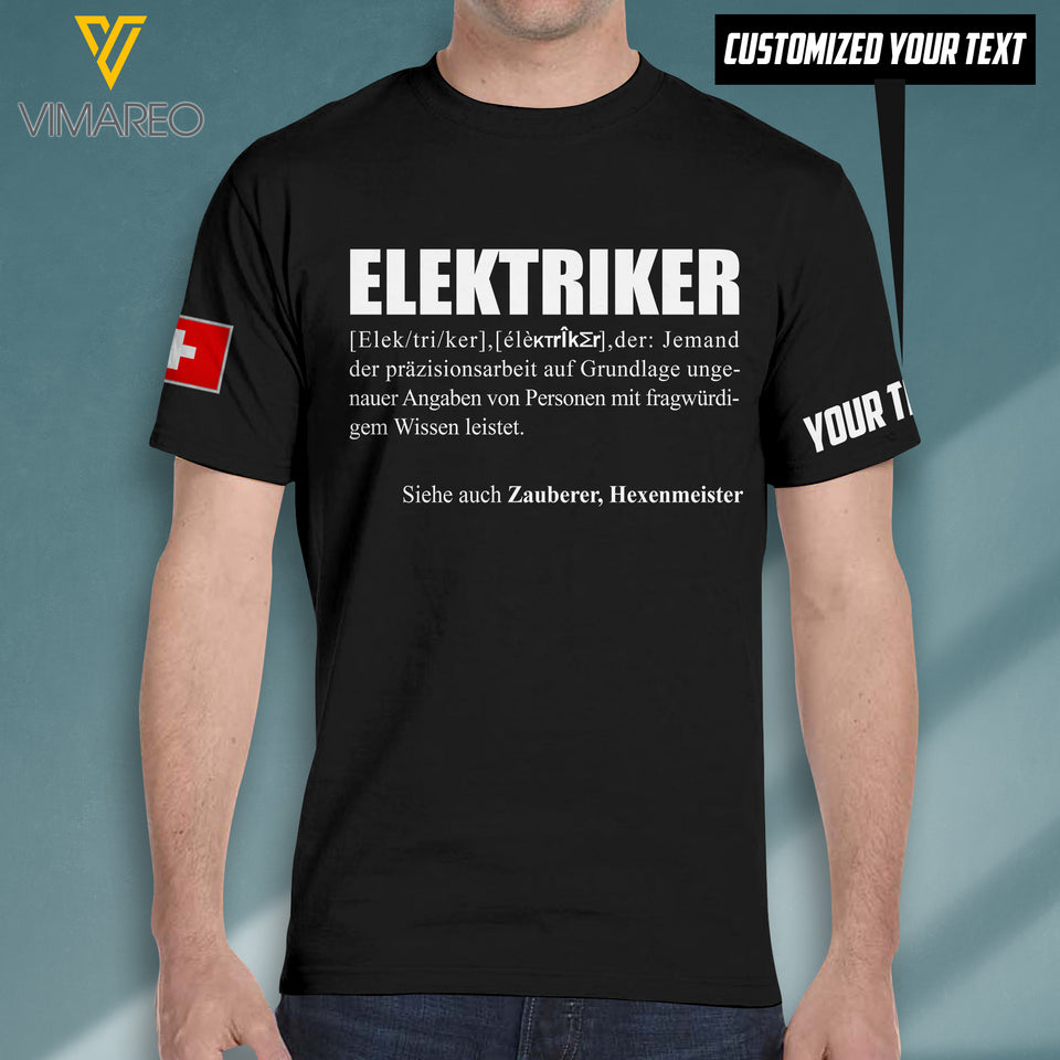 ELEKTRICKER Swiss Customized 3D PRINTED TSHIRT 3008T