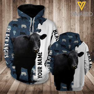 Customized Black Angus hoodie 3D Printed 1506TQ