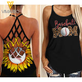 Baseball Mother's day Criss-Cross Open Back Camisole Tank Top 1204NGBTH