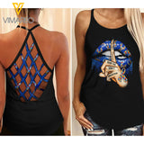 AUTISM Criss-Cross Open Back Camisole Tank Top 0104NGBN
