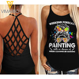 Painting girl Criss-Cross Open Back Camisole Tank Top 1507N