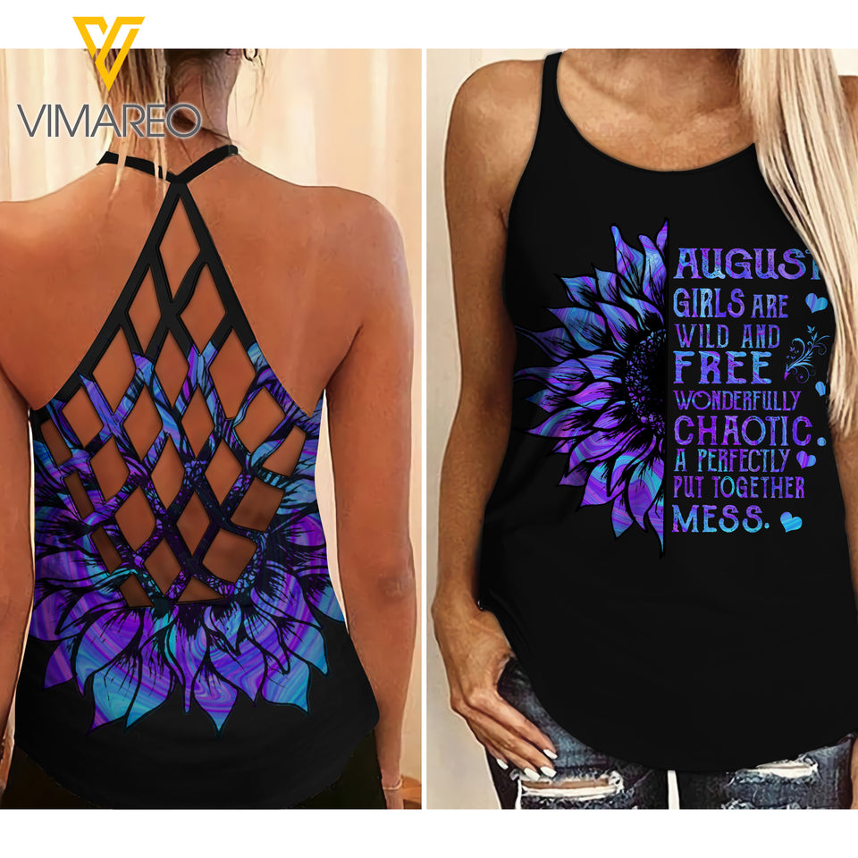 Hippie August girl Criss-Cross Open Back Camisole Tank Top 2206TQ