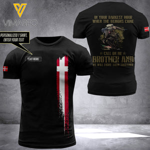Customized Denmark Soldier Combat 3D Printed Shirt 0806N