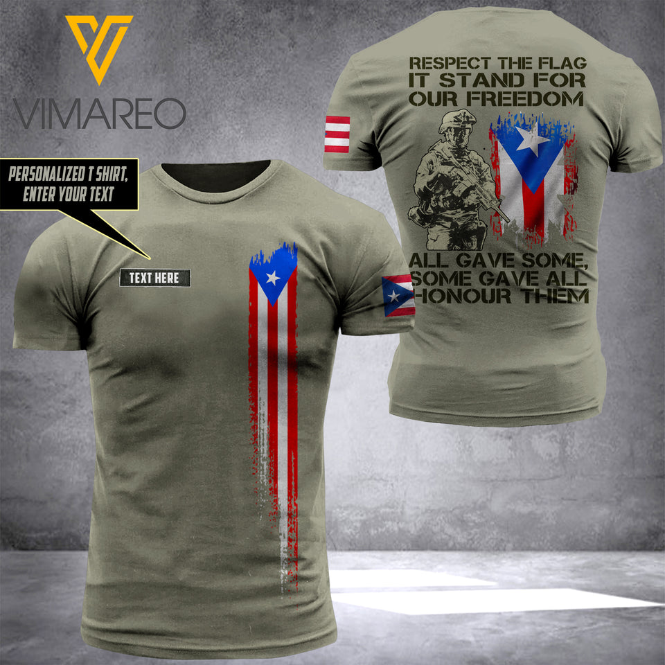 Customized Puerto rico Army 3D Printed TShirt 0904NGBTQ