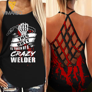 Welder Girl Criss-Cross Open Back Camisole Tank Top 0704NGBTH
